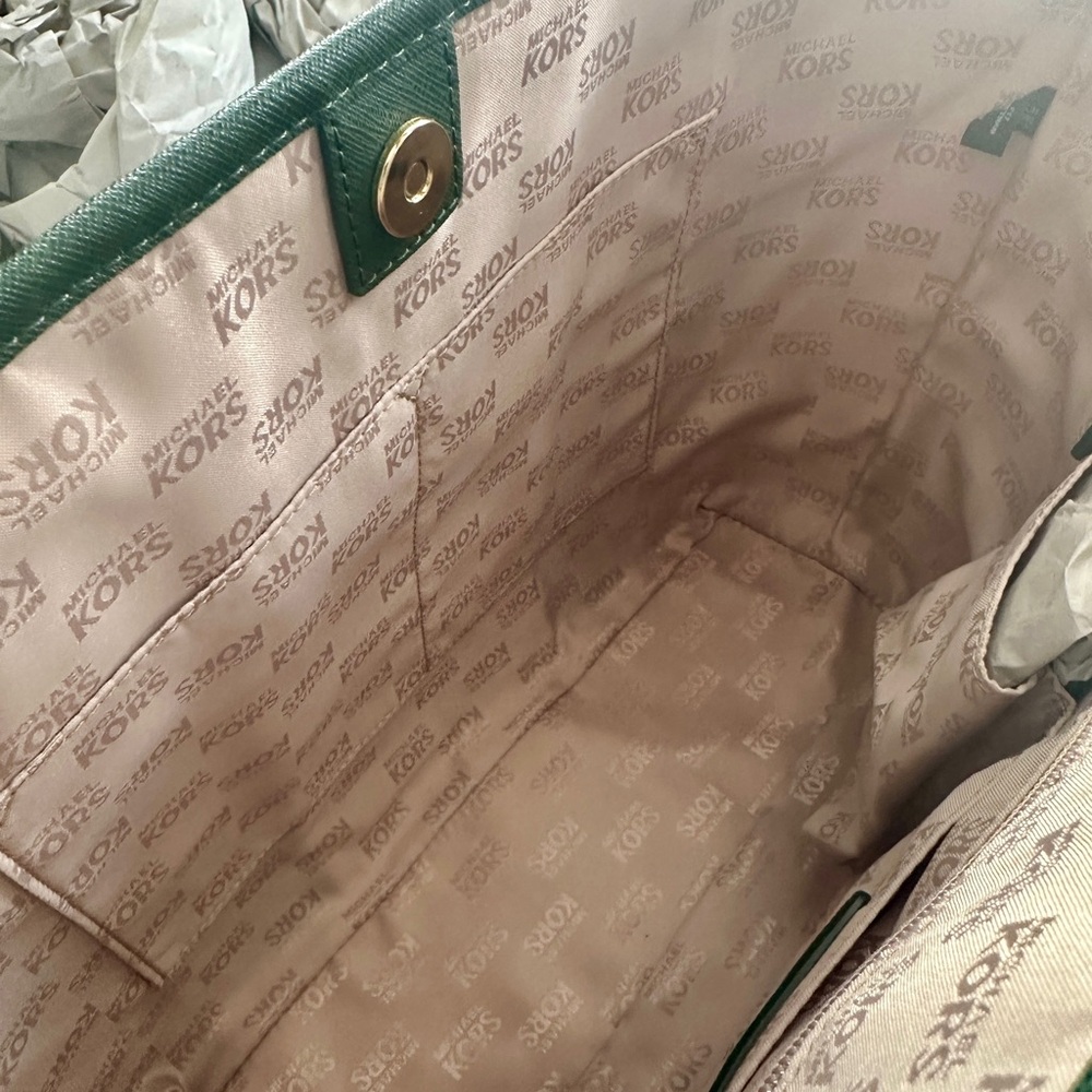 Michael Kors Microstud Center Stripe Small Travel Tote – Moss (NWT) - Picture 9 of 14